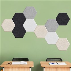 Visionchart Sana Easy Stick Acoustic Hexagon Wall Tile 300 X 260Mm Assorted Pack Of 6