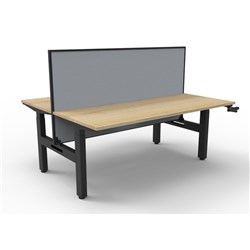 Rapidline Boost Height Adjust Back To Back Workstation + Screen 2 Person 1200W Oak/Blk