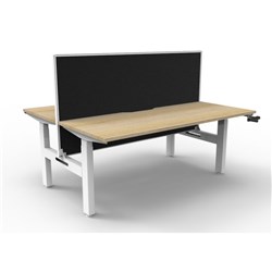 Rapidline Boost Height Adjust Back To Back Workstation + Screen 2 Person 1200W Oak/Wht
