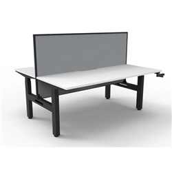 Rapidline Boost Height Adjust Back To Back Workstation + Screen 2 Person 1200W Wht/Blk