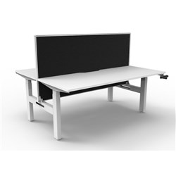 Rapidline Boost Height Adjust Back To Back Workstation + Screen 2 Person 1800W Wht/Wht