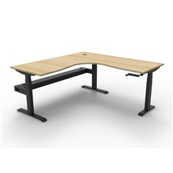 Rapidline Boost Height Adjust Corner Workstation + Cable Tray 1500/1500W X 705-1155Mmh