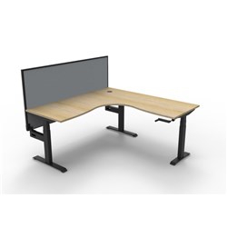 Rapidline Boost Height Adjust Corner Workstation + Screen 1500/1500Wx750Dx705-1155Mmh