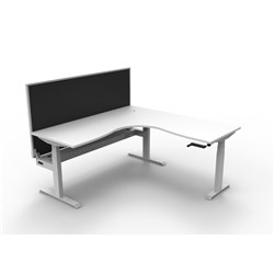Rapidline Boost Height Adjust Corner Workstation +Cable Tray+Screen 1500/1500W Wht/Wht