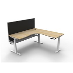 Rapidline Boost Height Adjust Corner Workstation +Cable Tray+Screen 1800/1500W Oak/Wht