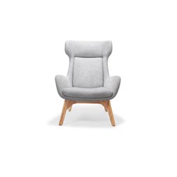 Rapidline Calypso Lounge Chair Wing Back White Ashwood Base Light Grey