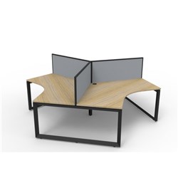 Rapidline Deluxe Infinity 120 Degree Workstation + Screen Loop Leg 3 Person 2866Mmw