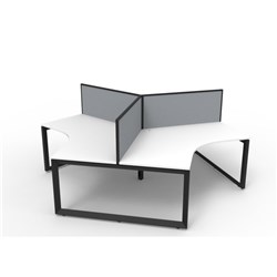 Rapidline Deluxe Infinity 120 Degree Workstation + Screen Loop Leg 3 Person 2866Mmw