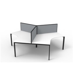 Rapidline Deluxe Infinity 120 Degree Workstation + Screen Profile Leg 3 Person 2866Mmw