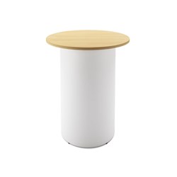 Rapidline Drum Round High Bar Table 900D X 1050Mmh Oak Top White Base