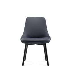 Rapidline Eros Breakout Room Chair Black Steel Legs French Navy Pu Leather Seat