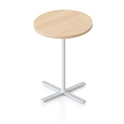 Rapidline Kolo Round Side Table 500D X 587Mmh Oak Top White Base