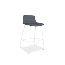 Rapidline Pixel Bar Stool White Frame And French Navy Pu Leather Seat