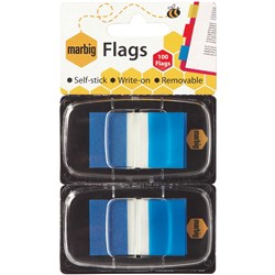 MARBIG FLAGS POP-UP Transparent 25mm x 44mm Blue 100 Sheets Pack