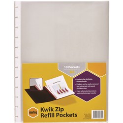 Marbig Kwikzip Display Book Refills A4 Clear Pack Of 10