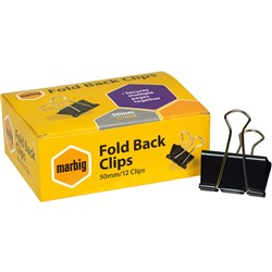 Marbig Foldback Clips 50Mm Box Of 12