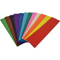 RAINBOW CREPE PAPER 500mm x 2.5m Assorted Pack of 12