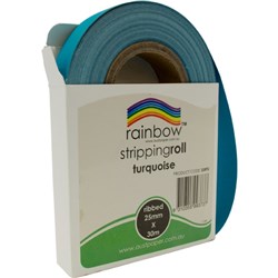 RAINBOW STRIPPING ROLL RIBBED 25mmx30m Turquoise 