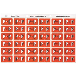 Avery Colour Coding Sheet Alphabetical 'P'