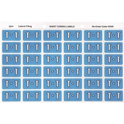 Avery Colour Coding Sheet Alphabetical 'T'