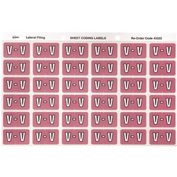 Avery Colour Coding Sheet Alphabetical 'V'
