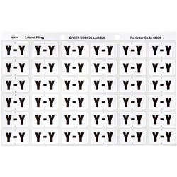 Avery Colour Coding Sheet Alphabetical 'Y'