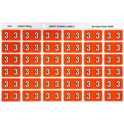 Avery Colour Coding Sheet Numerical '3'