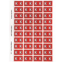 Avery Alphabet Coding Label K Side Tab 25x42mm Red Pack of 240