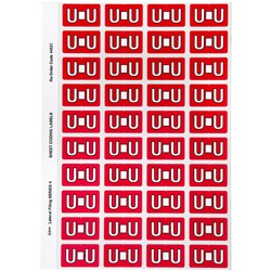 Avery Alphabet Coding Label U Side Tab 25x42mm Red Pack of 240