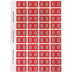 Avery Numeric Coding Label 0 Side Tab 25x42mm Red Pack of 240