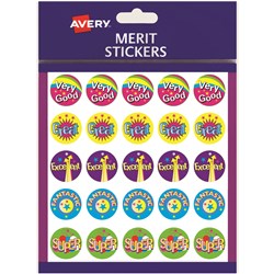 AVERY MERIT STICKERS MULTI CAPTIONS 19MM PK200