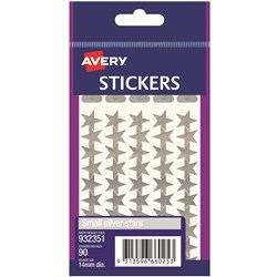 AVERY STICKER HANDIPACKS Small Silver Stars Pack of 90