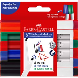 FABER WHITEBOARD MARKERS ASSORTED PK6