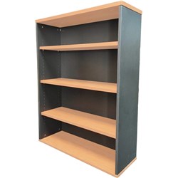 Rapidline Melamine Bookcase 900Wx315Dx1200H Includes 3 Shelves Beech And Ironstone