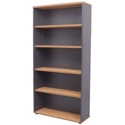 Rapidline Melamine Bookcase 900Wx315Dx1800H Includes 4 Shelves Beech And Ironstone