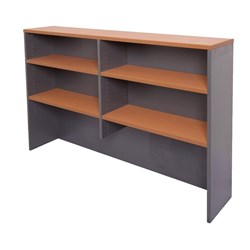 Rapidline Melamine Desk Hutch 1070Hx1200Wx315D 4 Shelves Cherry & Ironstone