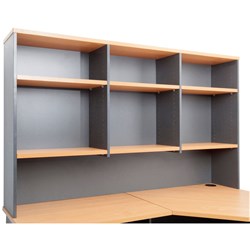 Rapidline Melamine Desk Hutch 1070Hx1800Wx315D 6 Shelves Beech & Ironstone