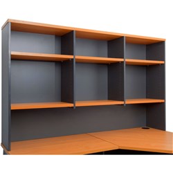 Rapidline Melamine Desk Hutch 1070Hx1800Wx315D 6 Shelves Cherry & Ironstone
