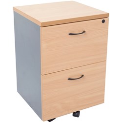 Rapidline Melamine Mobile Pedestal 2 File Drawer  Beech And Ironstone