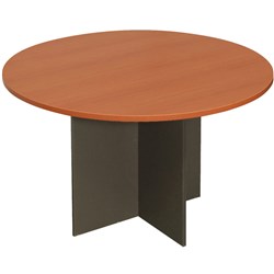 Rapidline Melamine Meeting Table 900 Diameter Round Top Cherry And Ironstone