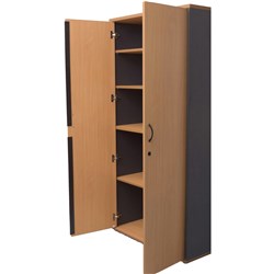 Rapidline Melamine Full Door Stationery Cupboard 1800Hx900W X450D Beech And Ironstone