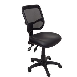 Em300 Small Seat Office Chair Black Mesh Medium Back Black Pu Seat