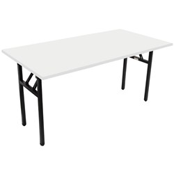 Steel Frame Folding Table Strong Folding Mechanism 1800Wx750D White Melamine Top