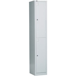 Go Steel Storage Locker Two Door 1830Hx305Wx455Mmd Silver Grey
