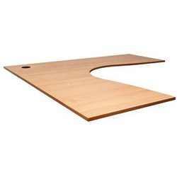 Cockpit Corner Melamine Desk Top Only 1800Wx1500Wx700D 25Mm Thick Beech