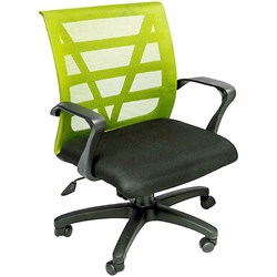 Vienna Mesh Medium Back Office Chair With Arms Black Fabric Seat Lime Mesh Back