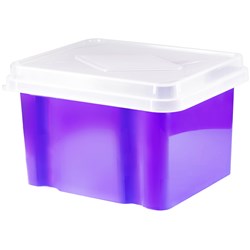 ITALPLAST STORAGE BOX Filing 32 Litre Grape Base Clear Lid