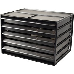 ITALPLAST DOCUMENT CABINET A4 5 Drawer Landscape Recycled Black