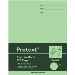 PROTEXT EXERCISE BOOK 8MM Ruled 225mm x 175mm 128 Page Grasshopper