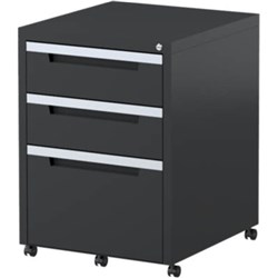 Steelco Mobile Pedestal 2 Personal 1 File Drawer Graphite Ripple